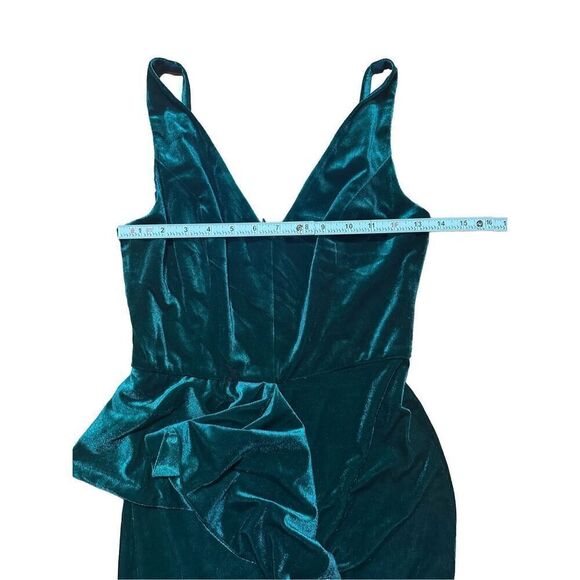 Yumi Kim Emerald green Mermaid Form Fitting Formal Velour Dress Size S - Picture 4 of 7